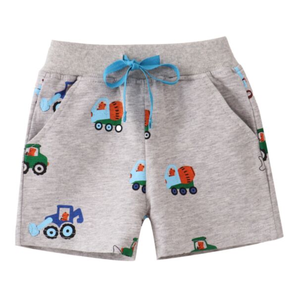 18M-7Y Toddler Girl & Boy Cartoon Digger Print Lace-Up Shorts Wholesale Toddler Clothing V5923050300029