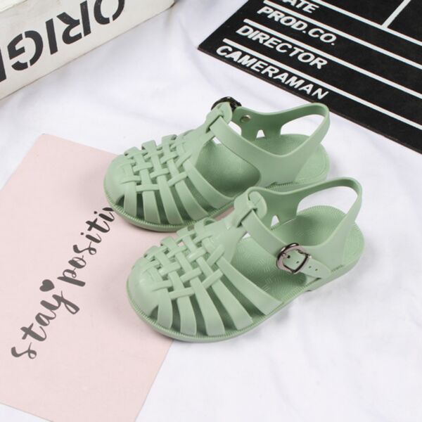 2-4Y Toddler Unisex Candy Color Sandals Breathable Hollow Out PVC Summer Shoes Trendy Wholesale Shoes KSHOV600120 green