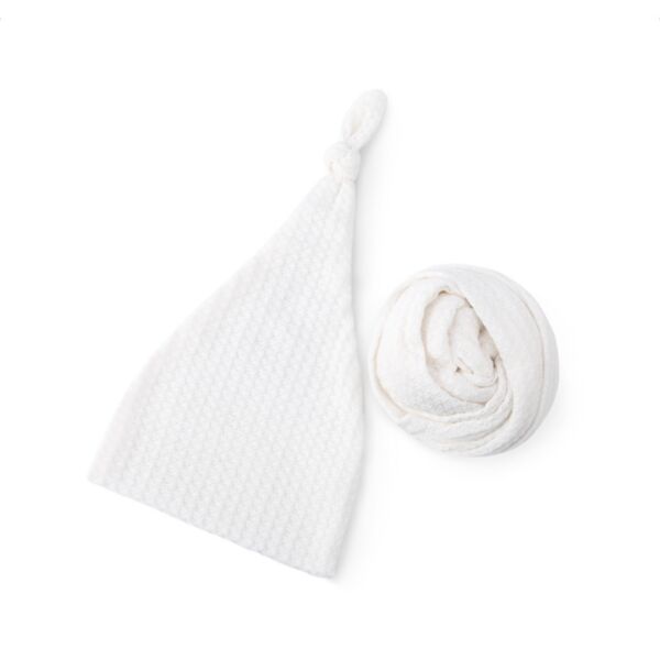 Newborn Elastic Sleep Hat And Wrap Blacket 2 Pieces Baby Accessories Wholesale KHV605112800 white