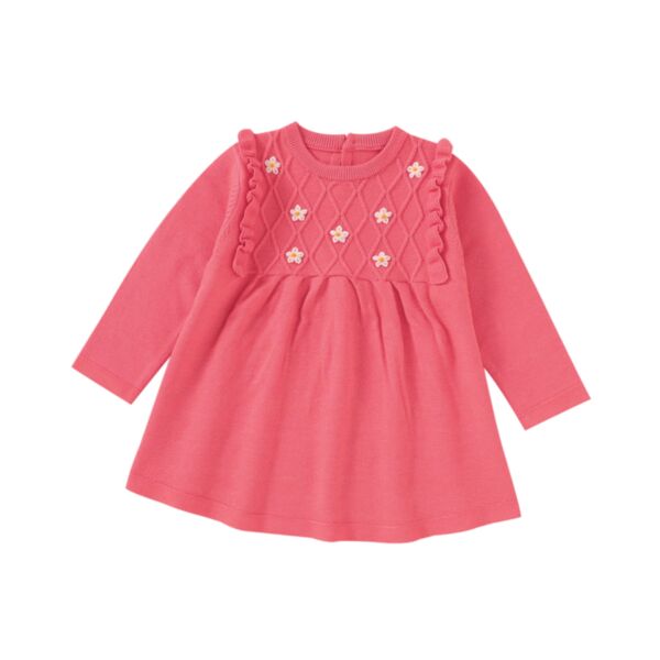 Long Sleeve Fungus Trim Baby Girl Daisy Dress 21102490