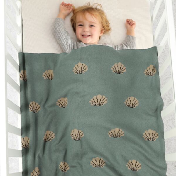 Baby Swaddling Shell Print Knitting Blanket Newborn Wholesale Accessories KCLV385114954 green