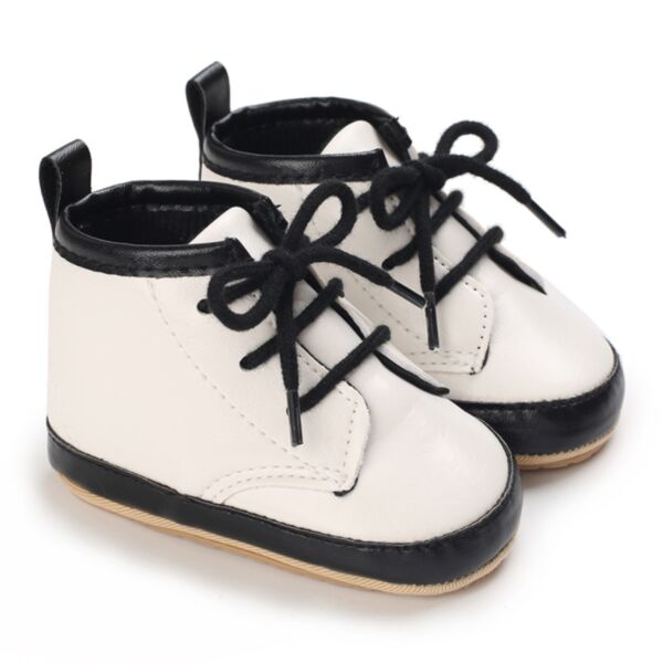 3-18M Baby Girls Solid Color Lace-Up Boots KSHOV383998 beige