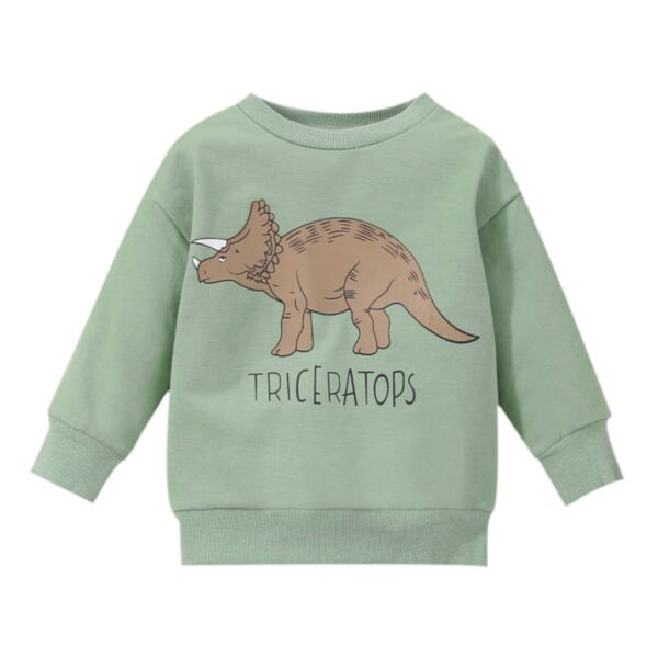 Dinosaur & Letter Print Round Neck Wholesale Baby Sweatshirts 21103129