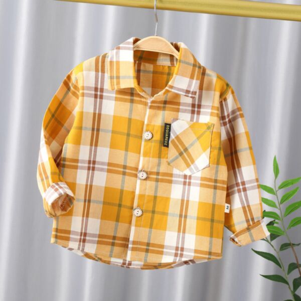 18M-6Y Toddler Boys Plaid Cotton Shirt Spring And Autumn Outside Shirt Casual Tops Wholesale Childrens Clothig KTV600773
