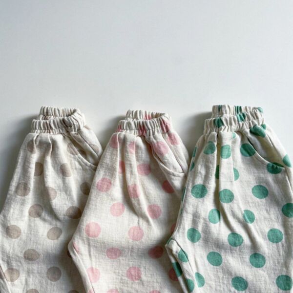 6M-3Y Baby Unisex Casual Pants Elastic Waist Polka Dot Print Pants Wholesale Childrens Clothing KWPV600716
