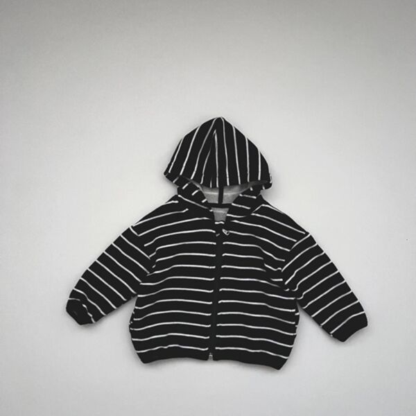 9M-6Y Toddler Unisex Hooded Striped Jacket Casual Sweatshirt Cardigan Top Wholesale Childrens Clothing KCV600796