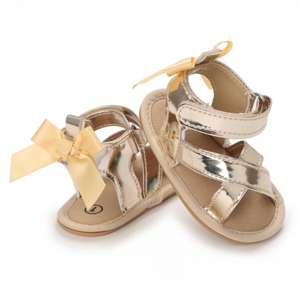 3-18M Baby Girls Sequin Cross Bow Sandals KSHOV383997 gold