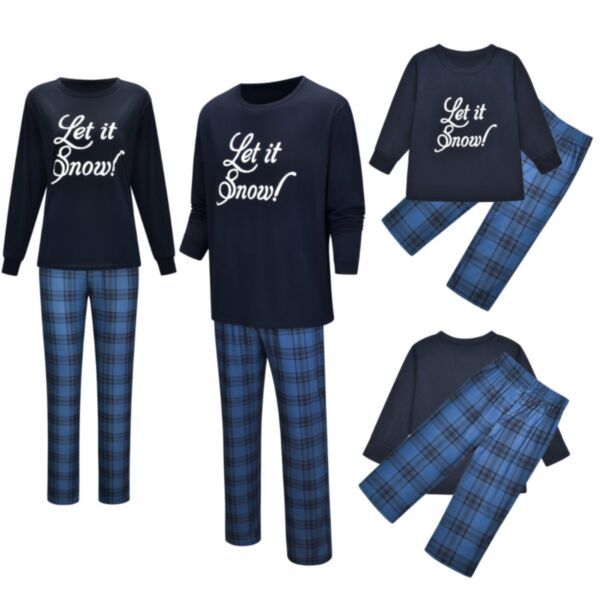 Christmas Family Matching Outfits Let It Know Letter Print Long Sleeve Top And Plaid Pants 2 Pieces Set Pajamas Wholesale Family Look KSV600741