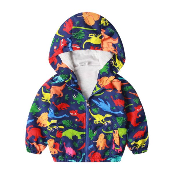 18M-6Y Toddler Boys Cartoon Hooded Dinosaur Print Jackets Wholesale Boys Clothing V3823031500063