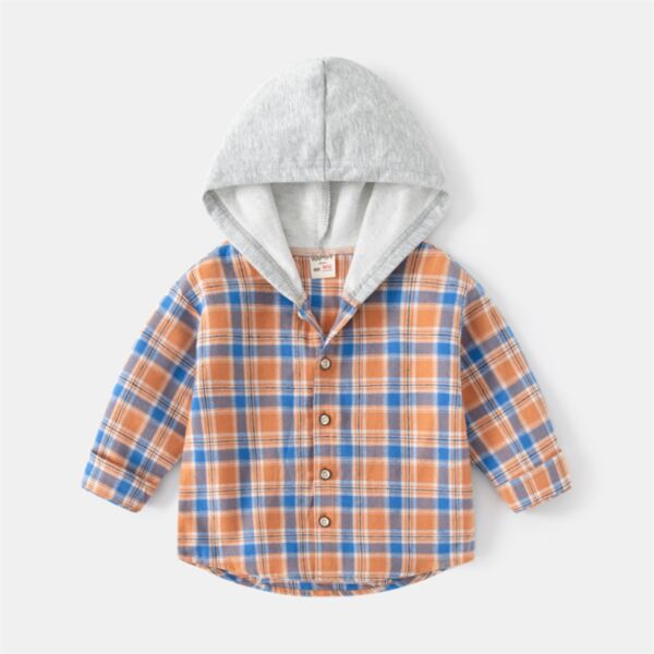 18M-6Y Toddler Boys Plaid Button Hoodies Wholesale Boys Boutique Clothing KTV385769 orange