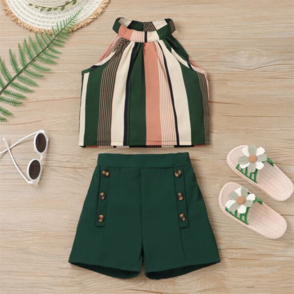 3-7Y Toddler Girls Sets Striped Sleeveless Tops & Shorts Wholesale Girls Fashion Clothes V3823032300209