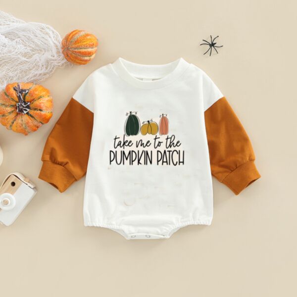3-24M Baby Halloween Boys And Girls Long Sleeve Alphabet Pumpkin Bodysuit Wholesale Baby Clothes V3823070300036