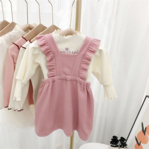 18M-6Y Texture Long Sleeve Pullover And Suspender Jumpsuit Trousers Set Wholesale Kids Boutique Clothing