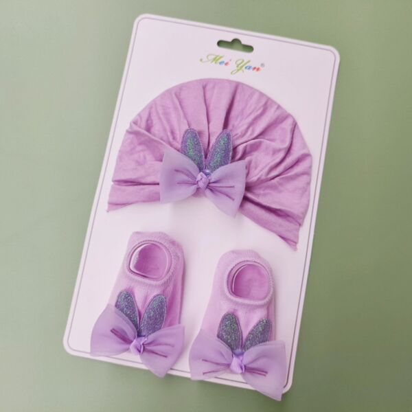 Nweborn Bow Baby Turban Hat Short Sock Set Wholesale Accessories Vendors V3823032300003