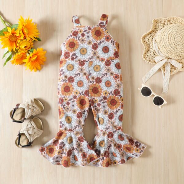9M-4Y Toddler Girls Daisy Print Camisole Jumpsuit Fashion Girl Wholesale V3823031400064