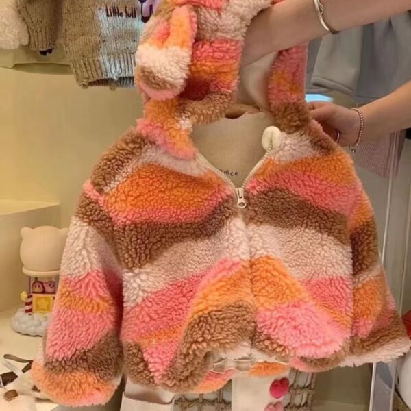 12M-6Y Toddler Boys Bunny Bear Colorful Fur Coats Wholesale Boys Clothing V3823110200023