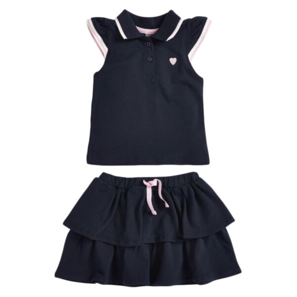 18M-7Y Solid Color Sleeveless T-Shirt And Pleated Skirt Set Wholesale Kids Boutique Clothing
