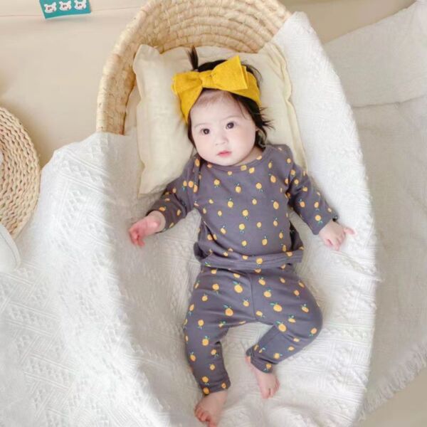 0-18M Baby Girl & Boy Sets Long Sleeve Lemon Print Top And Pants Wholesale Baby Clothing V592302240018056