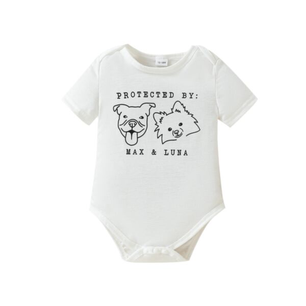 3-24M Summer Baby Puppy Letter Printed One-Piece Bodysuit Wholesale Baby Clothes V3824053100001