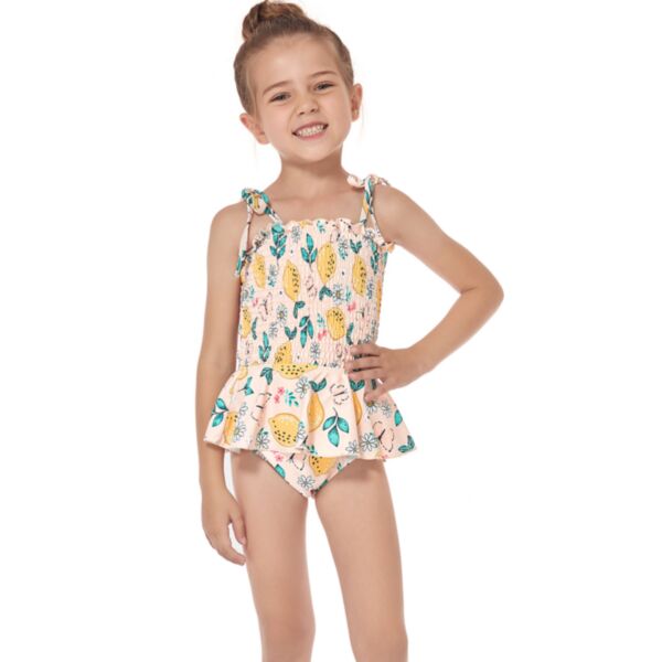 4-12Y Kids Girls Fish Scales Smocked Cami Two Piece Swimsuit Wholesale Girls Clothes V3823030600170