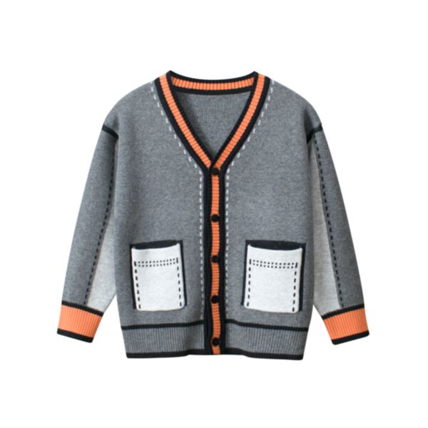 18M-7Y Colorblock Knitwear Button Long Sleeve Sweater Cardigan Wholesale Kids Boutique Clothing