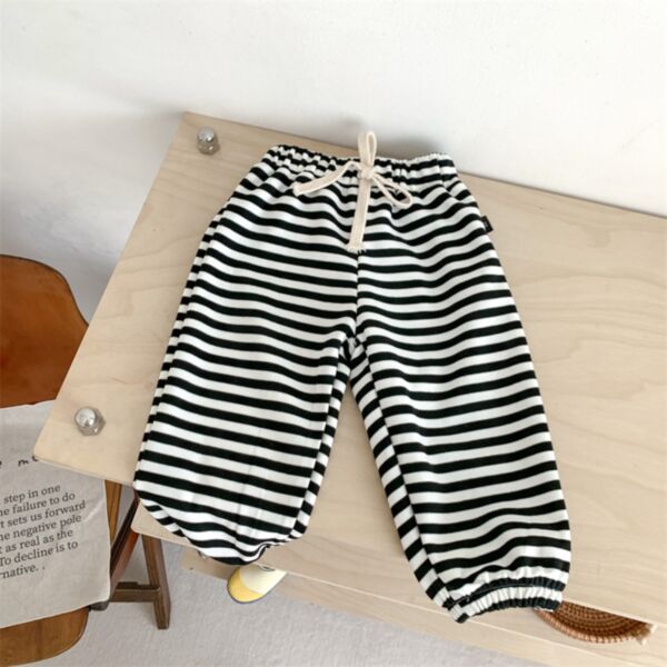 9M-6Y Black Striped Loose Sweatpants Wholesale Kids Boutique Clothing