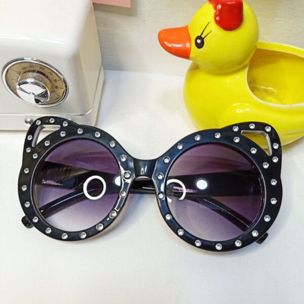 Cat Ear Diamond Style Round Len Sun Glasses Kid Wholesale Accessories