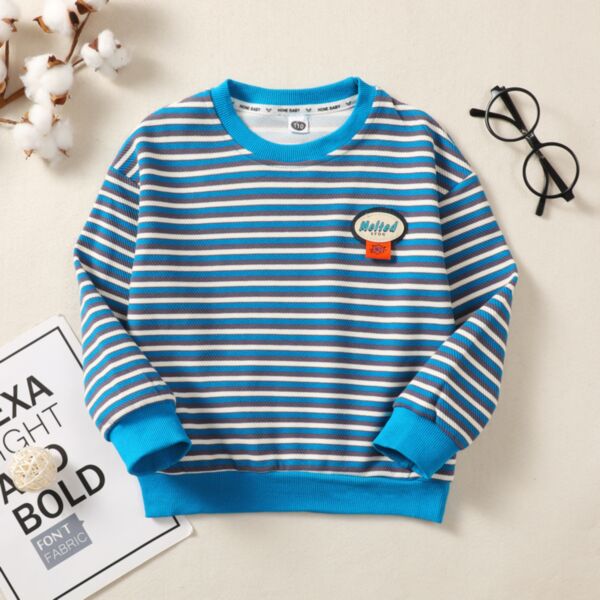 3-14Y Long Sleeve Three Color Striped Pullover Wholesale Kids Boutique Clothing