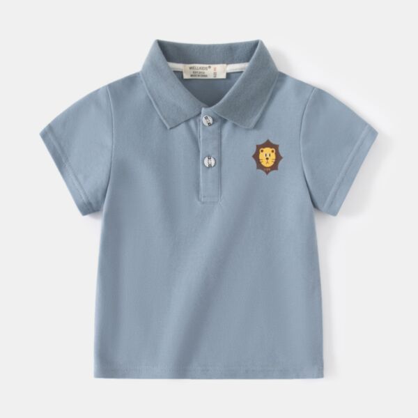 18M-6Y Toddler Boy Short-Sleeved Cartoon Lion Print Lapel Polo Shirt Wholesale Clothing For Boys V59230225000013