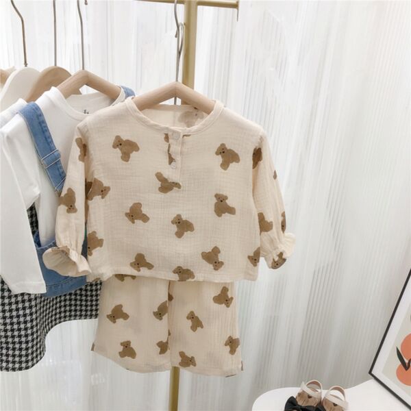 9M-6Y Toddler Girls Pajamas Sets Bear Print Tops & Pants Wholesale Girls Clothing Suppliers V3823031500095