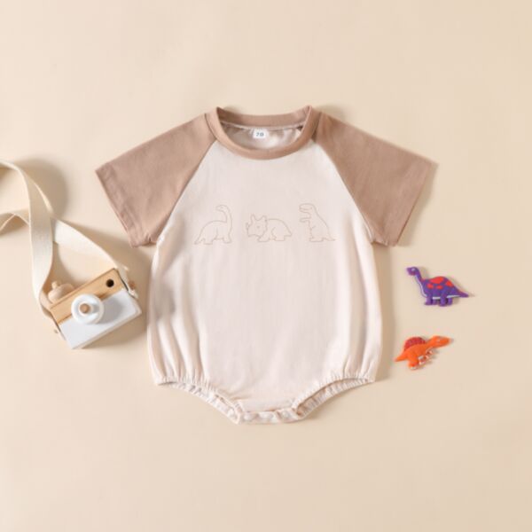 0-18M Colorblock Short Sleeve Letter Print Romper Baby Wholesale Clothing