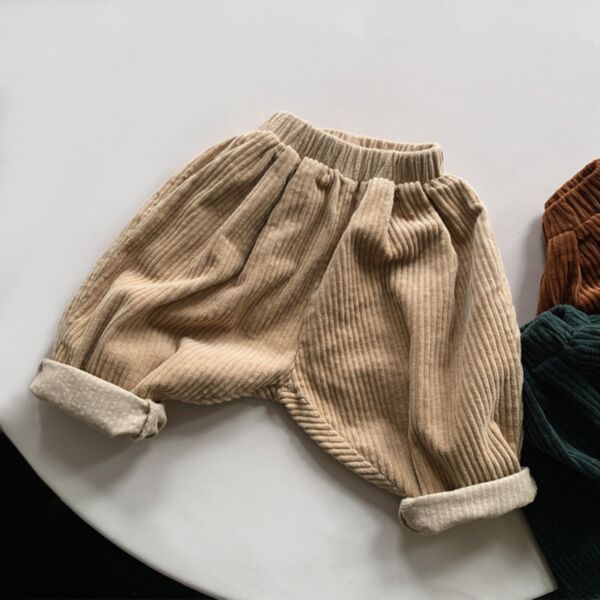 9M-6Y Corduroy Fleece Solid Color Loose Trousers Wholesale Kids Boutique Clothing