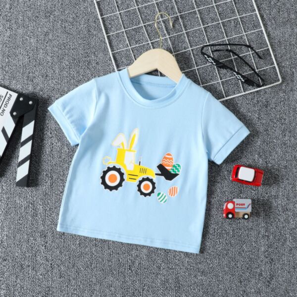 18M-6Y Toddler Girl & Boy Short-Sleeved Cartoon Truck Print Round Neck T-Shirt Wholesale Children Clothing V5923031400063