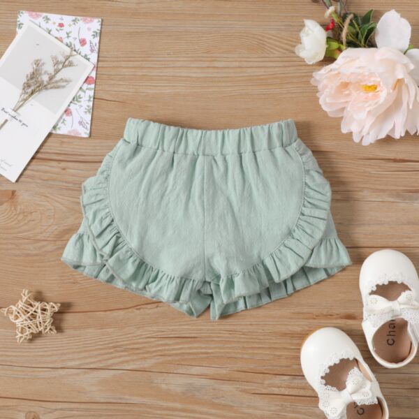 3-24M Baby Girls Solid Color Ruffled Shorts Wholesale Baby Clothing V3823031500044