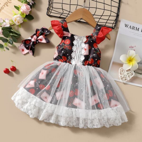 3-24M Baby Girls Cherry Sleeveless Mesh Print Dress Wholesale Girls Fashion Clothes V3823040300005