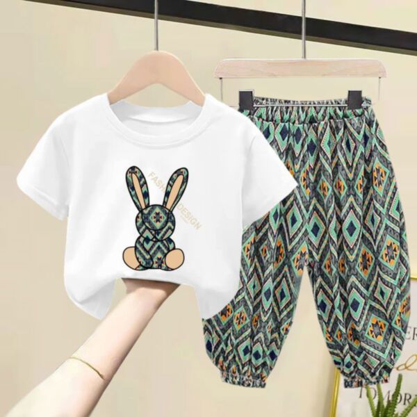 18M-7Y Toddler Sets Rabbit Print T-Shirts & Pants Wholesale Toddler Clothing V3823031500007