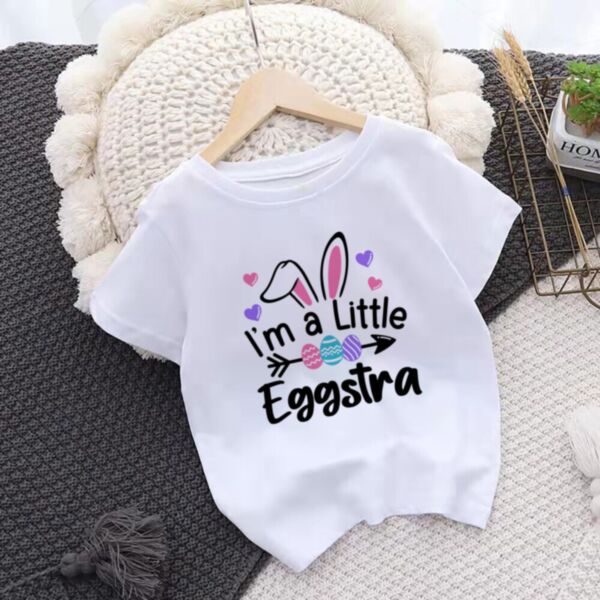 9M-6Y Toddler Girl & Boy Easter Bonny Bunny Resurrection Egg Print Short Sleeve Top Wholesale Children'S Clothing V5923031600398