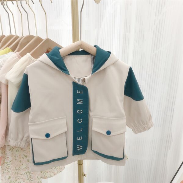 9M-5Y Toddler Boy Color Blocking Long Sleeve Letter Print Zipper Hooded Jacket Wholesale Boy Boutique Clothes V59702911526287