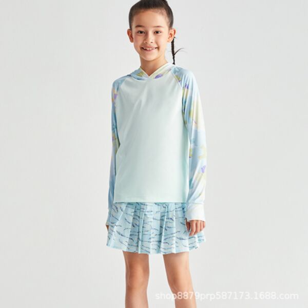 3-9Y Kids Girls Tie-Dye Long Sleeve Hooded Sunscreen Shirt Wholesale Kid Clothing Vendors V59230225001532