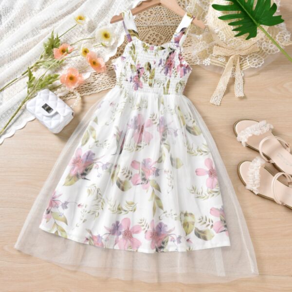 7-12Y Big Kids Girls Floral Cami Mesh Dress Wholesale Trendy Kids Clothing V3823030800274