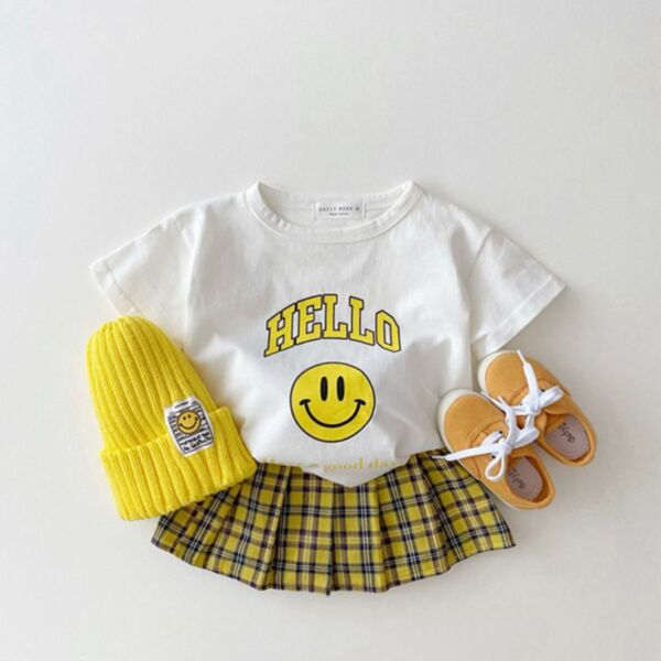 6-24M Baby Girl & Boy Short-Sleeved Smiley Face Letter Print Round Neck Top Wholesale Baby Clothes Suppliers V59230222002012