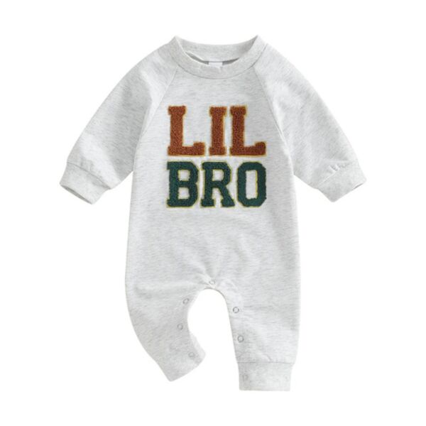 3-18M Baby Lettering Embroidered Print Crew Neck Jumpsuit Wholesale Baby Clothes V3824071000042