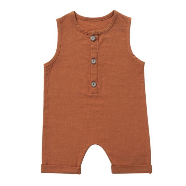 0-12M Unisex Baby Cotton Linen Solid Color Newborn Romper Wholesale Baby Clothes V3823030300049