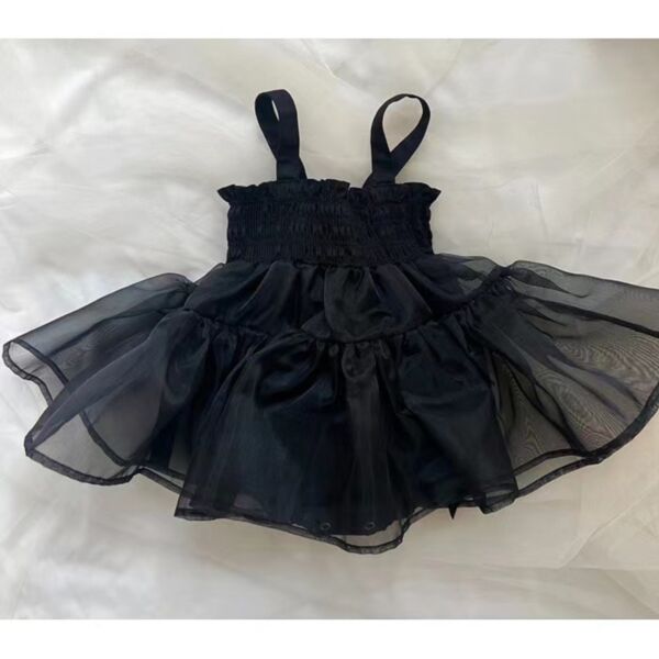 3-24M Solid Color Suspender Mesh Dress Baby Wholesale Clothing