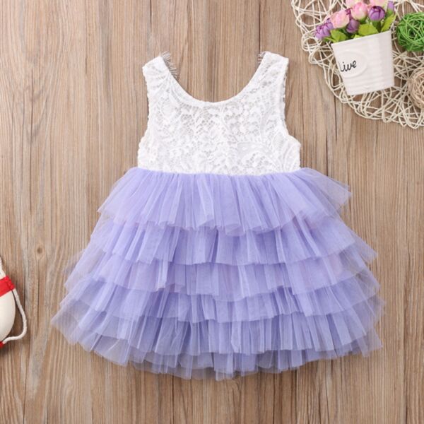 18M-6Y Toddler Girls Lace Layered Mesh Tank Dress Wholesale Girls Fashion Clothes V3823031700140