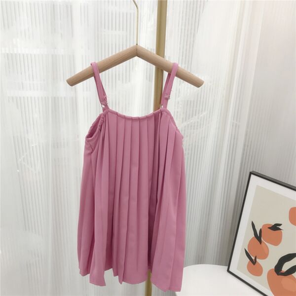 9M-6Y Toddler Girl Suspender Solid Color Pleated Dress Fashion Girl Wholesale V5923041800050