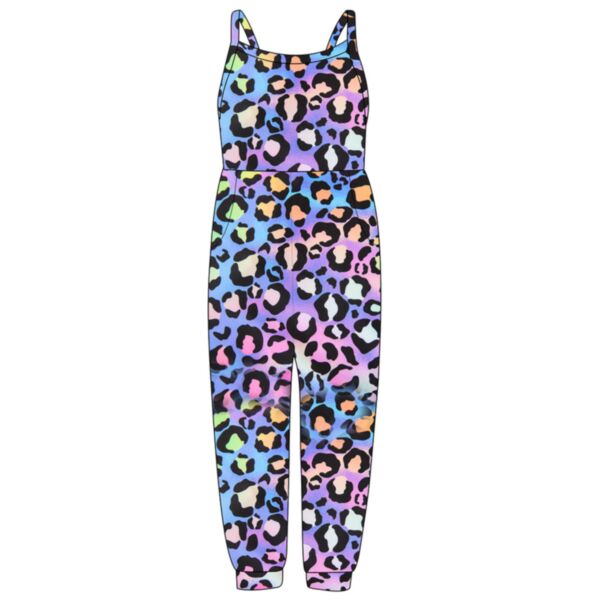 2-8Y Big Kids Girls 3D Digital Leopard Print Rainbow Jumpsuit Wholesale Girls Fashion Clothes V38695347446522