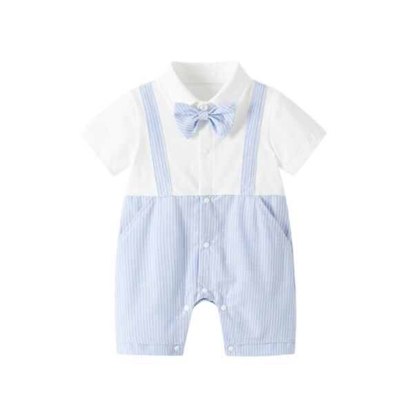 3-24M Baby Boys Fake Two Piece Suspender Stripe Jumpsuit Wholesale Baby Clothes V3823010600021