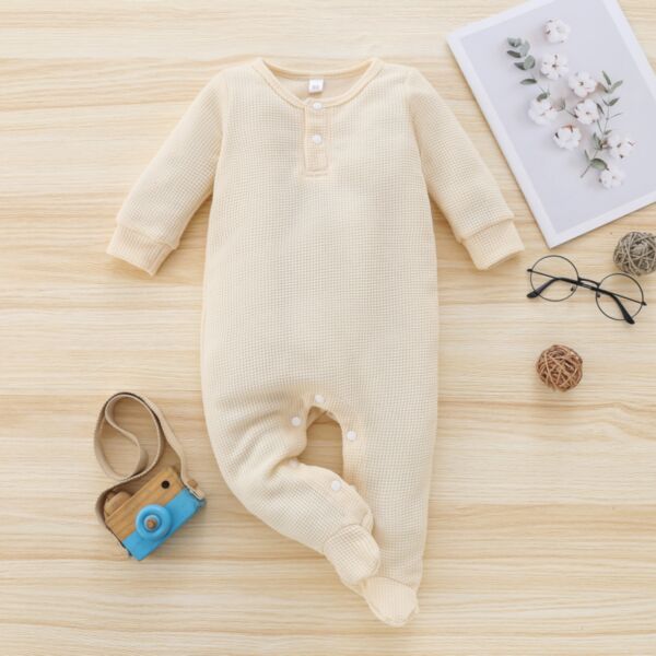 0-18M Plaid Long Sleeve Button Knitwear Jumpsuit Baby Wholesale Clothing