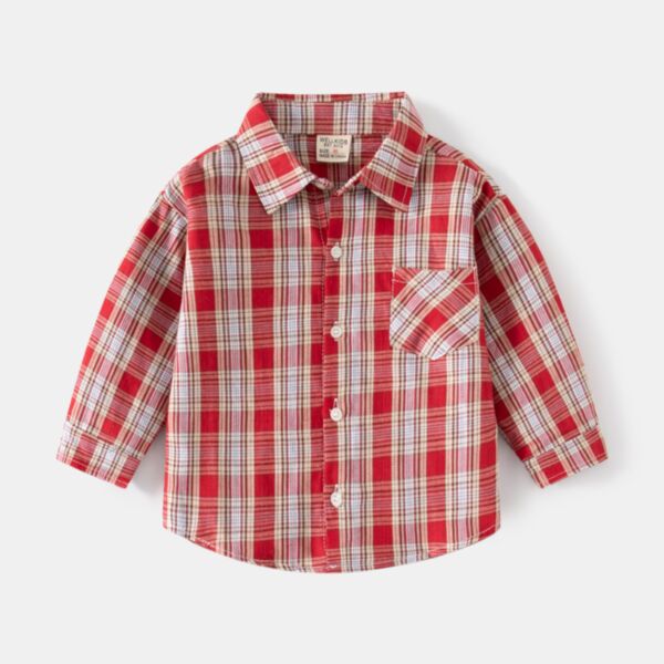 18M-6Y Long Sleeve Plaid Button Shirt Wholesale Kids Boutique Clothing
